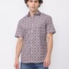 Beige dark indigo printed shirt