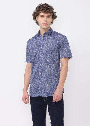 Half sleeve men's Graphite Azure drape Printed Shirt