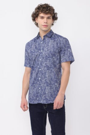 Half sleeve men's Graphite Azure drape Printed Shirt