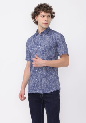 Graphite Azure drape Printed Shirt