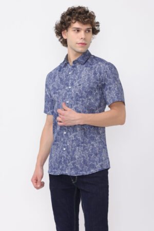 Graphite Azure drape Printed Shirt