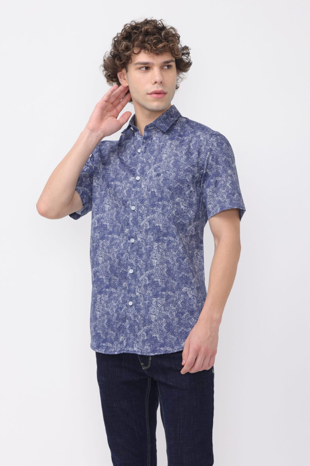 Graphite Azure drape Printed Shirt