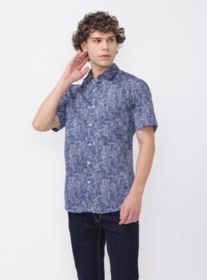 Graphite Azure drape Printed Shirt