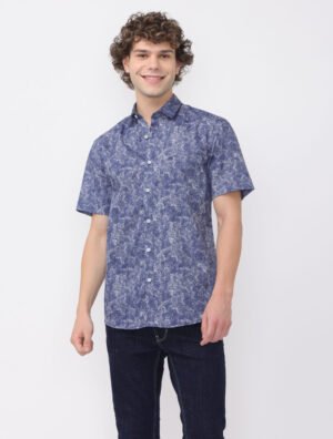 Graphite Azure drape Printed Shirt