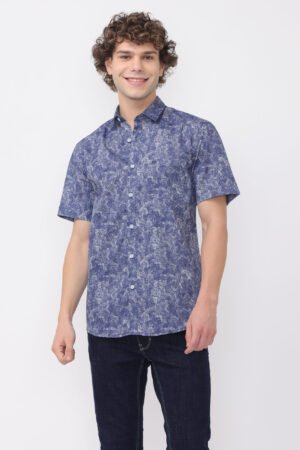 Graphite Azure drape Printed Shirt