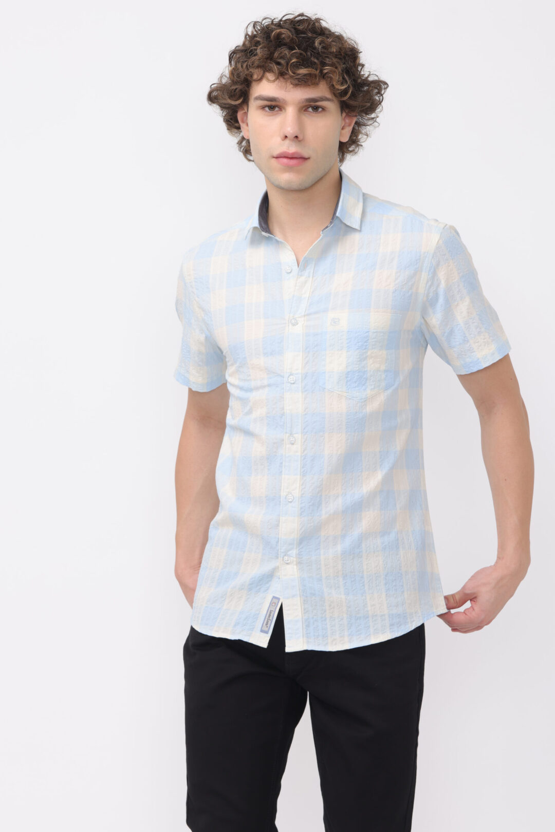 Harbor Check Opal White Sea Blue