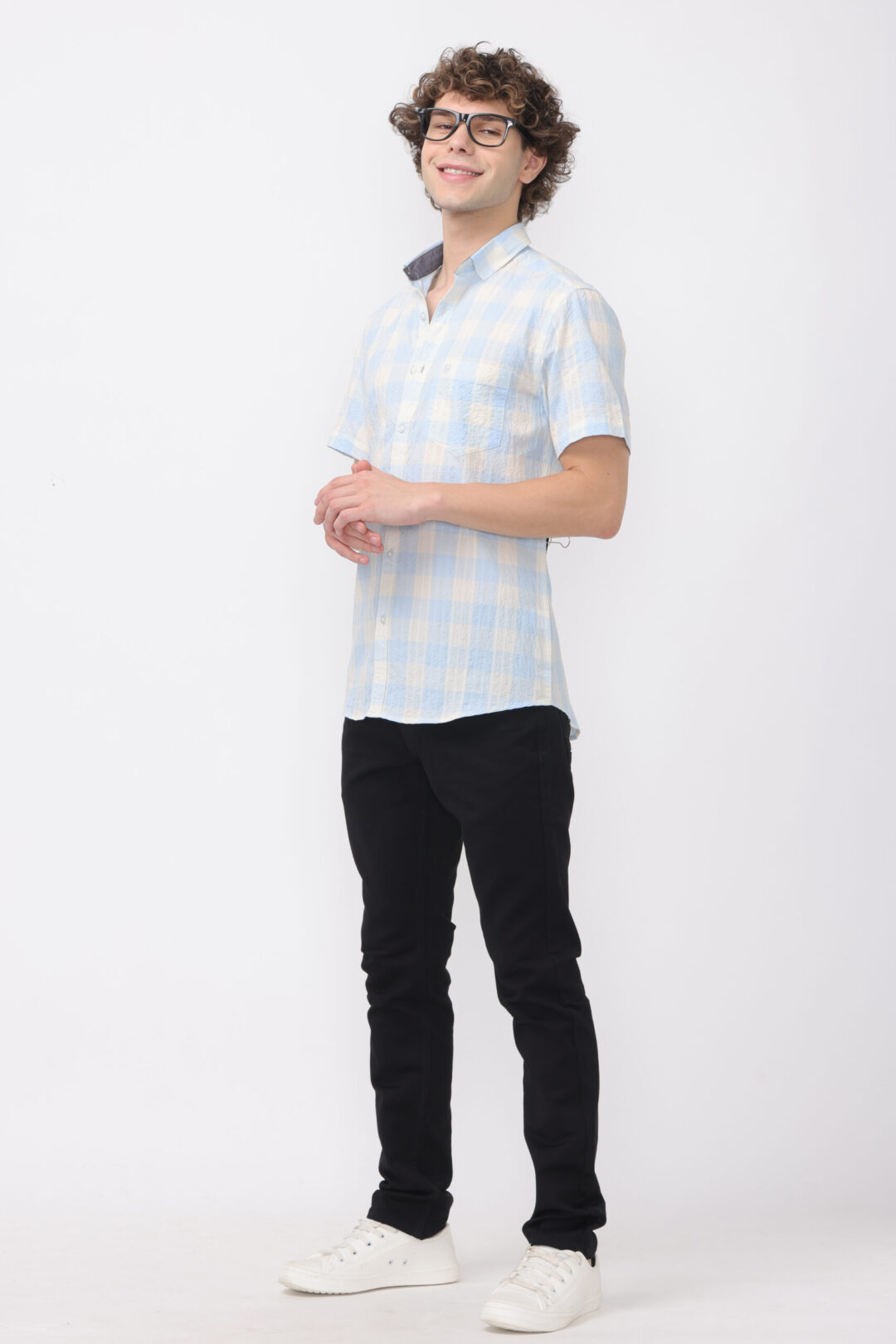 Harbor Check Opal White Sea Blue