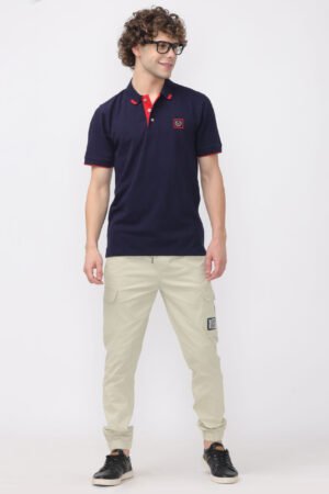 Men's Navy and Crimson combo polo T-Shirt