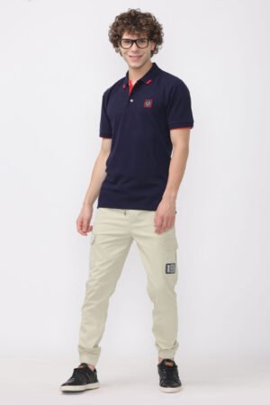 Navy and Crimson combo polo T-Shirt