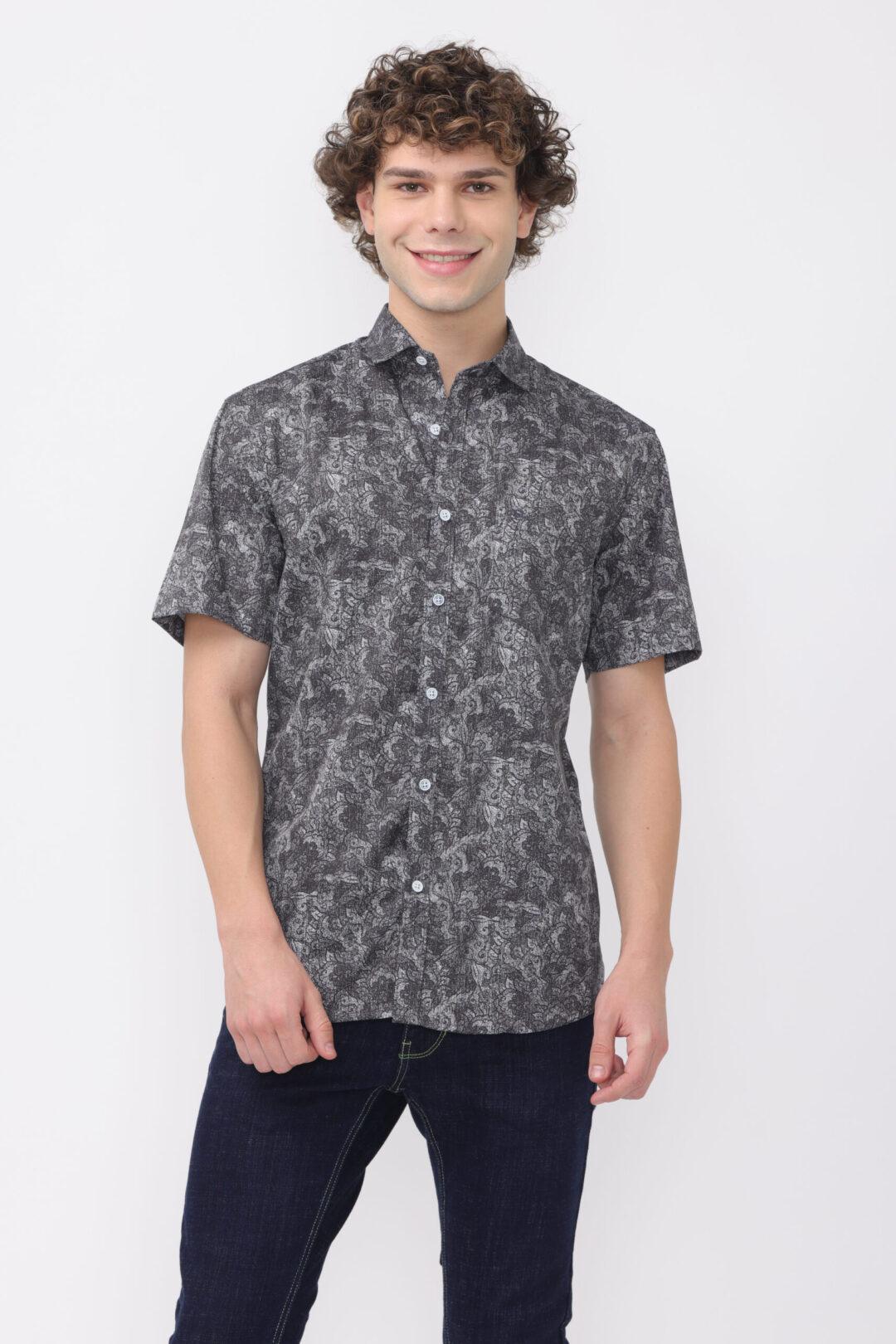 Onyx cloud ink weave drape Printed Shirt