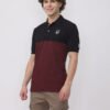 Onyx and Burgundy Cut and Sew Polo T-shirt