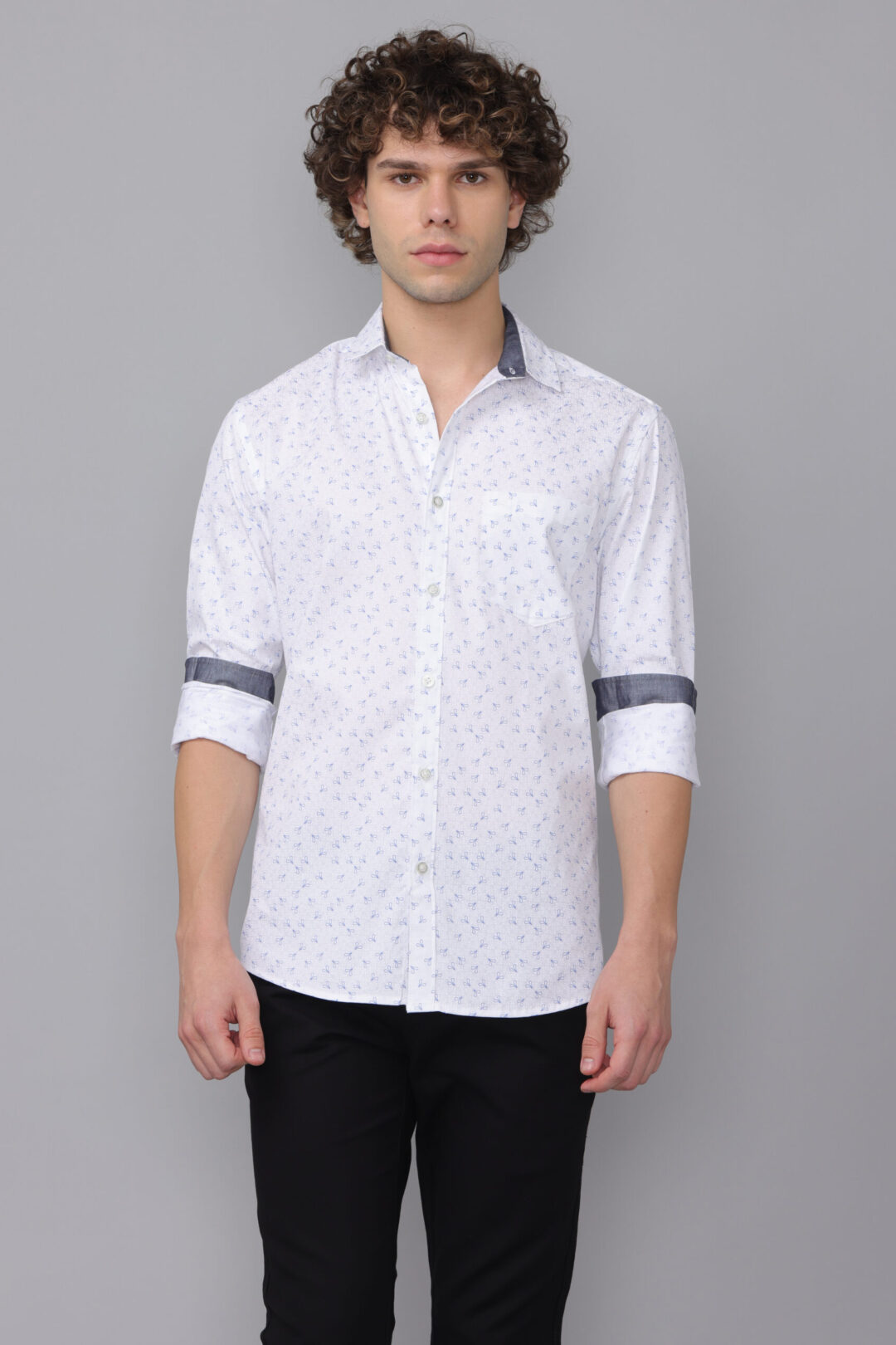 Antique White Heartfelt Silent Blue Print