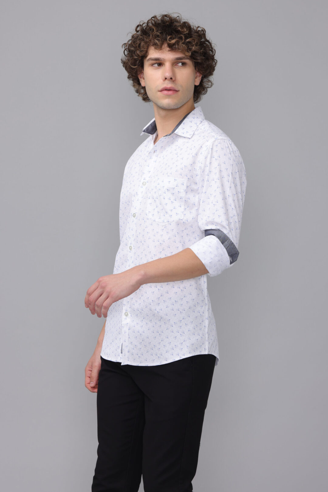 Antique White Heartfelt Silent Blue Print