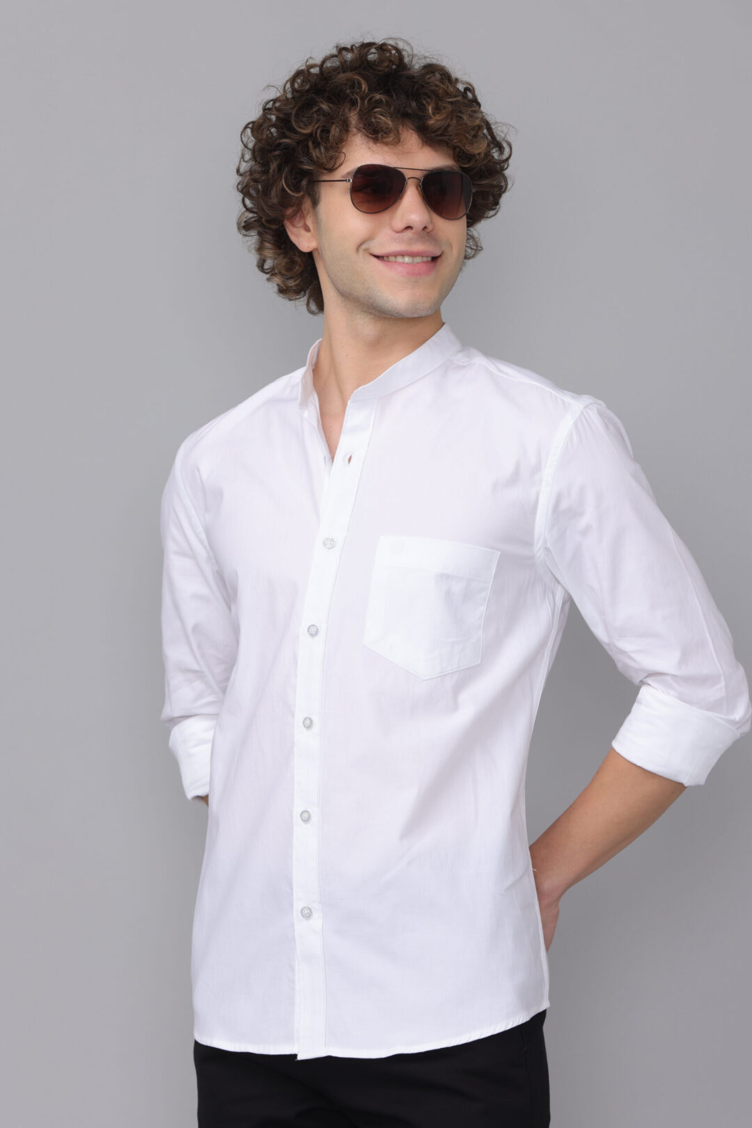 Antique White mandarin collar shirt