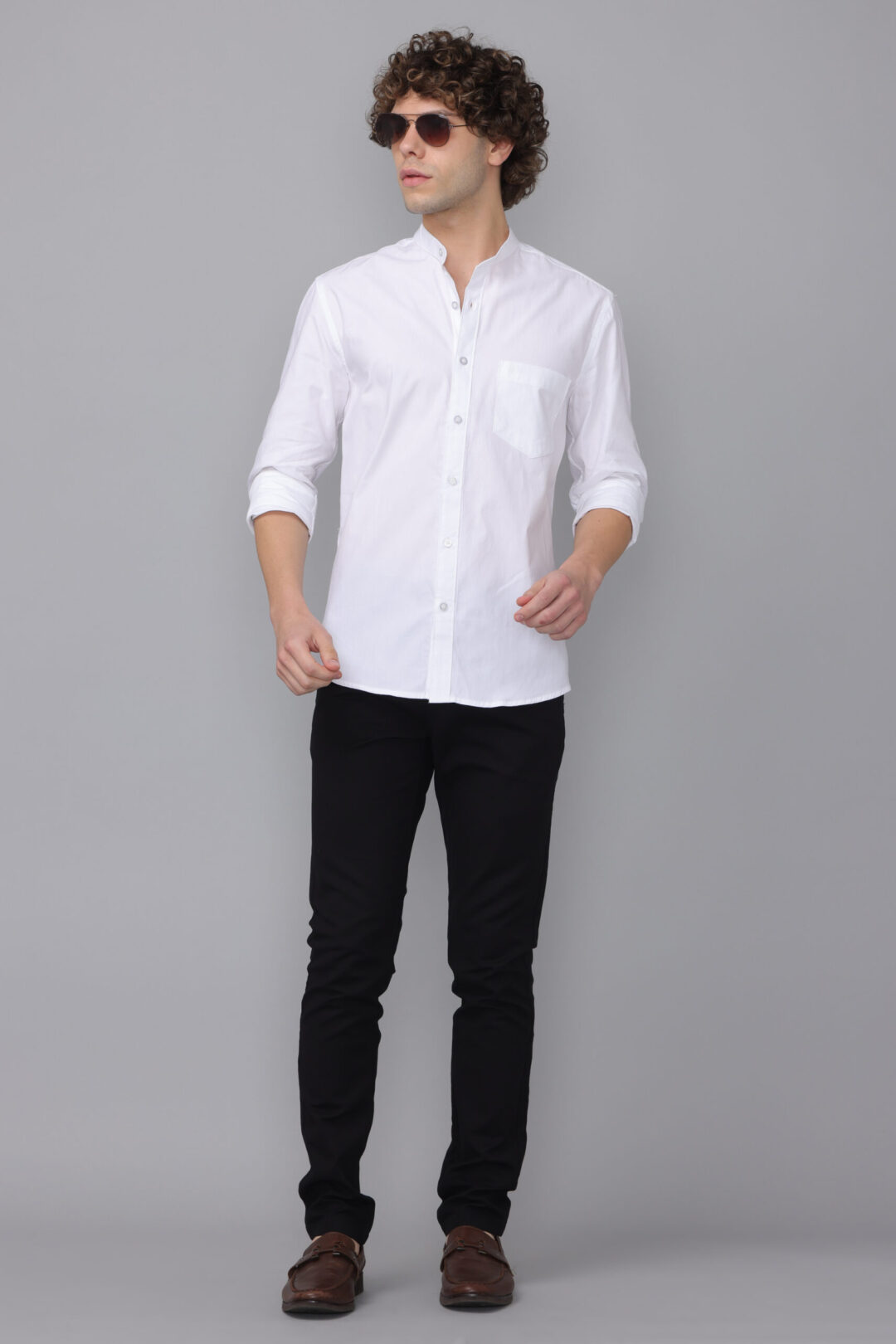 Antique White mandarin collar shirt