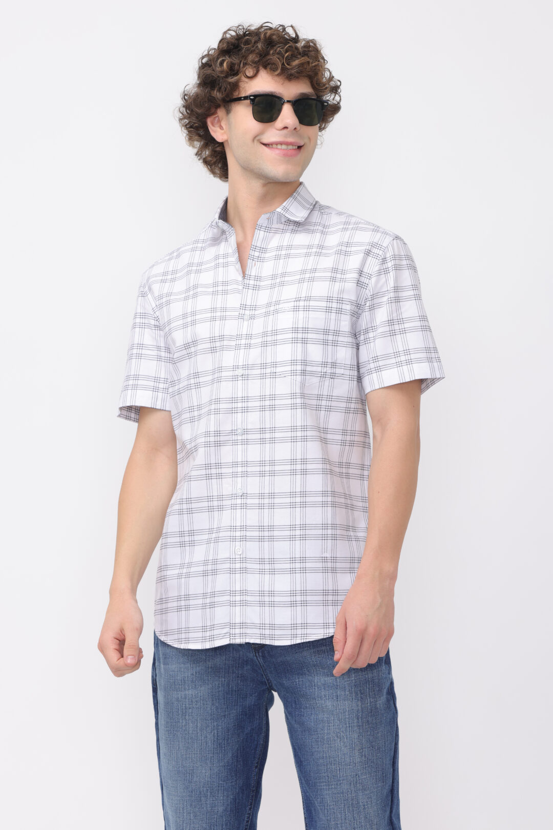 Antique White Onyx Madras Checks Shirt