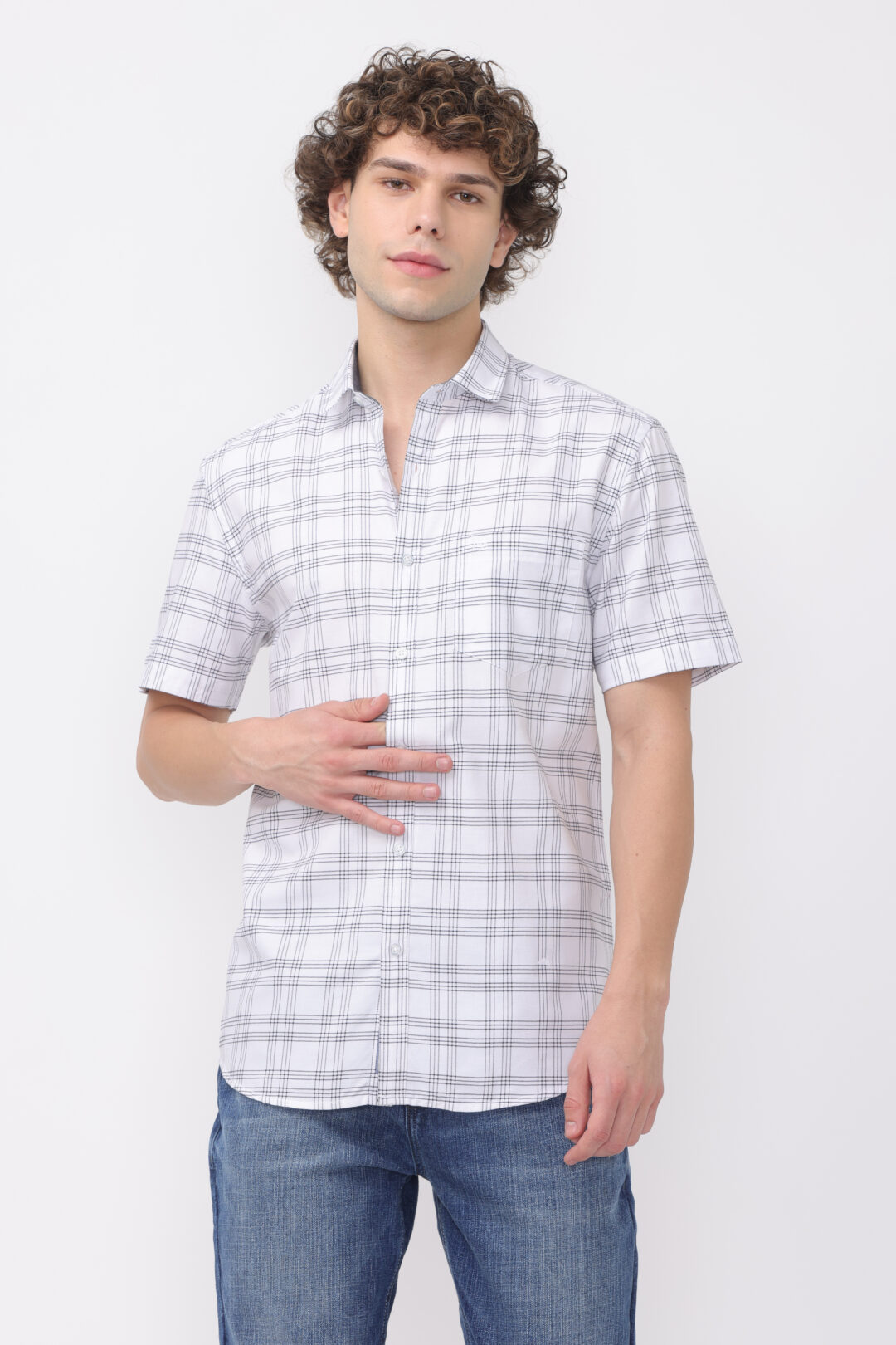 Antique White Onyx Madras Checks Shirt