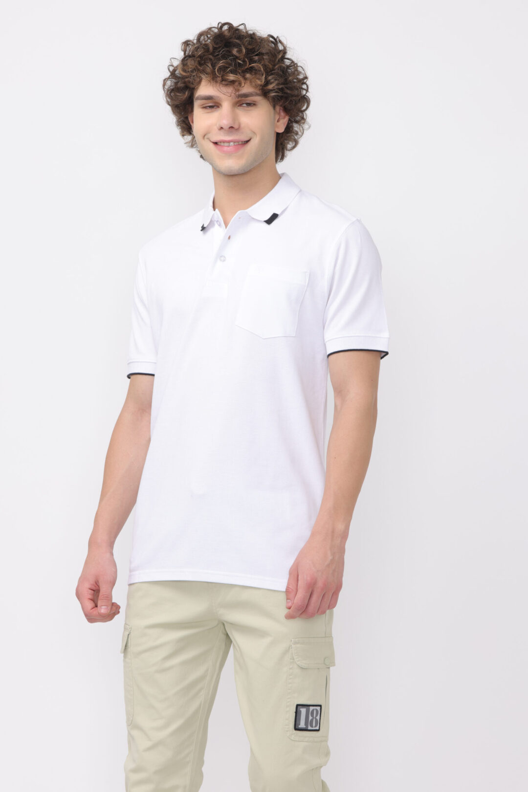 London Castle Antique White Pocket Polo T-shirt for mens