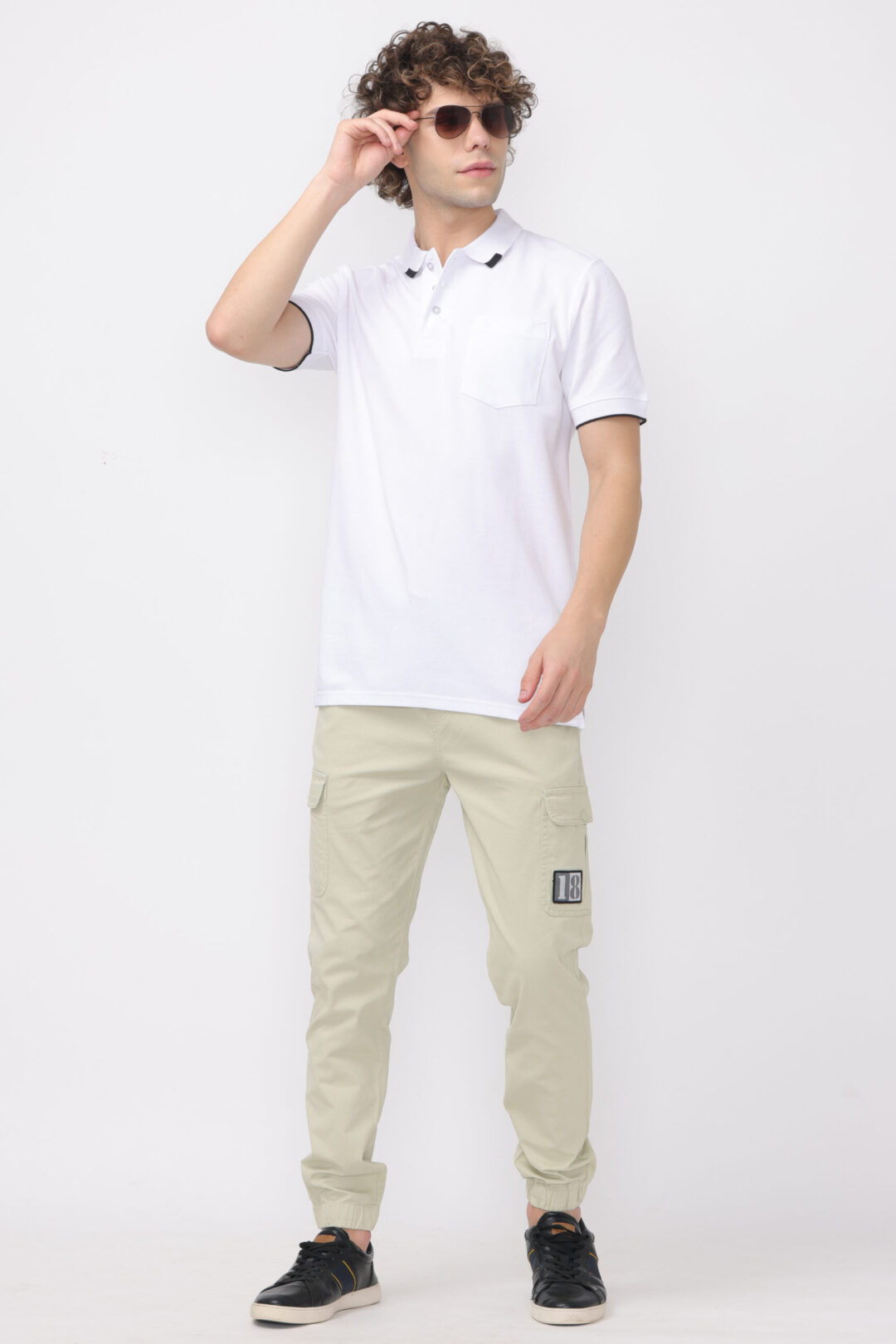 London Castle Antique White Pocket Polo T-shirt for mens