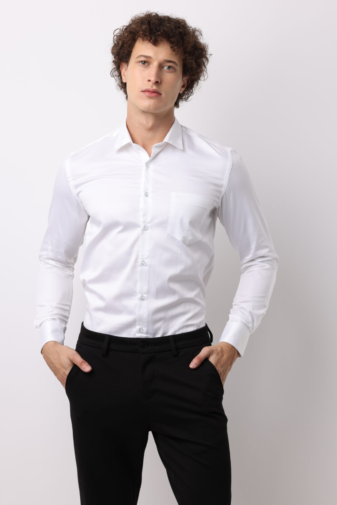 Antique White Satin Cotton Shirt