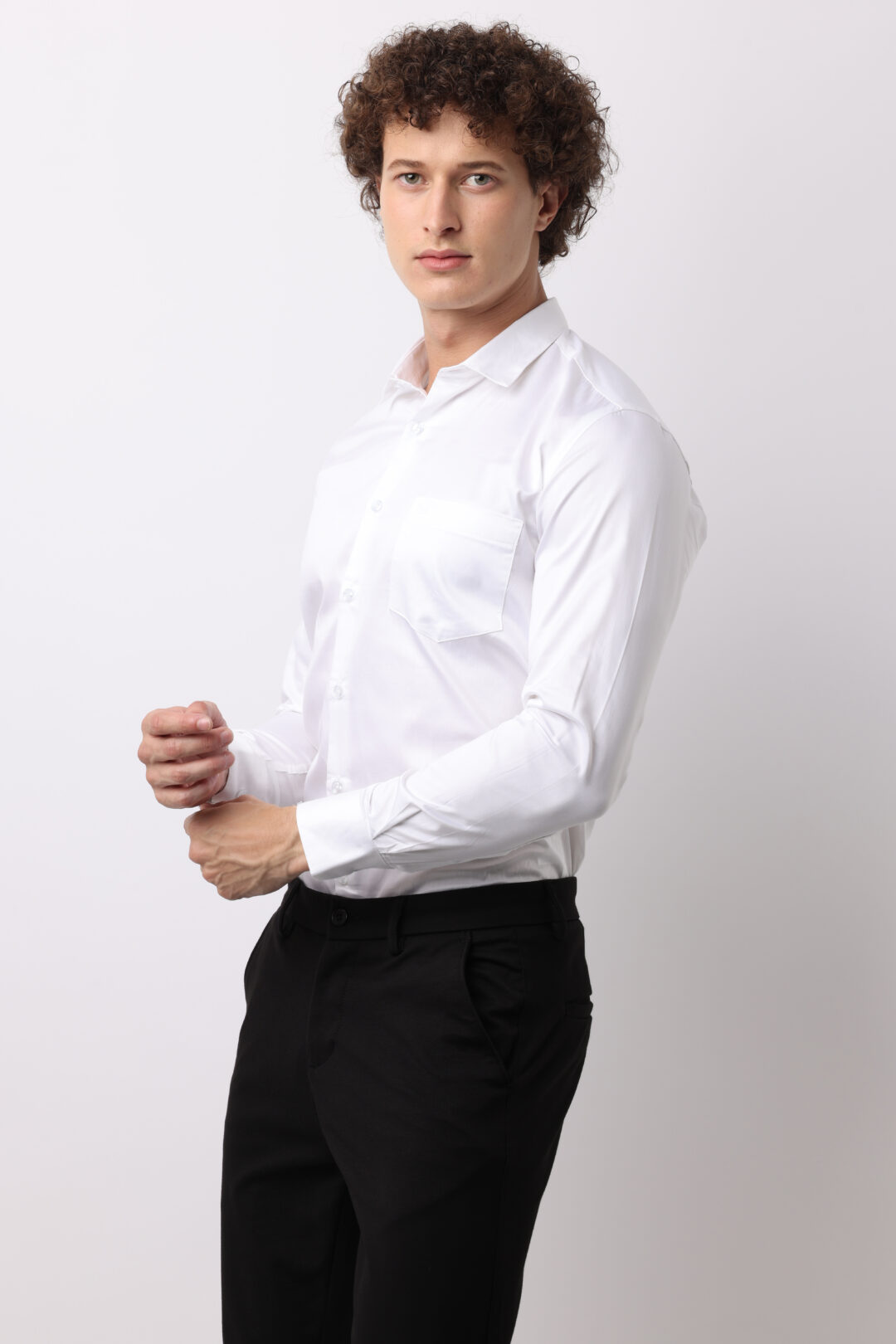 Antique White Satin Cotton Shirt