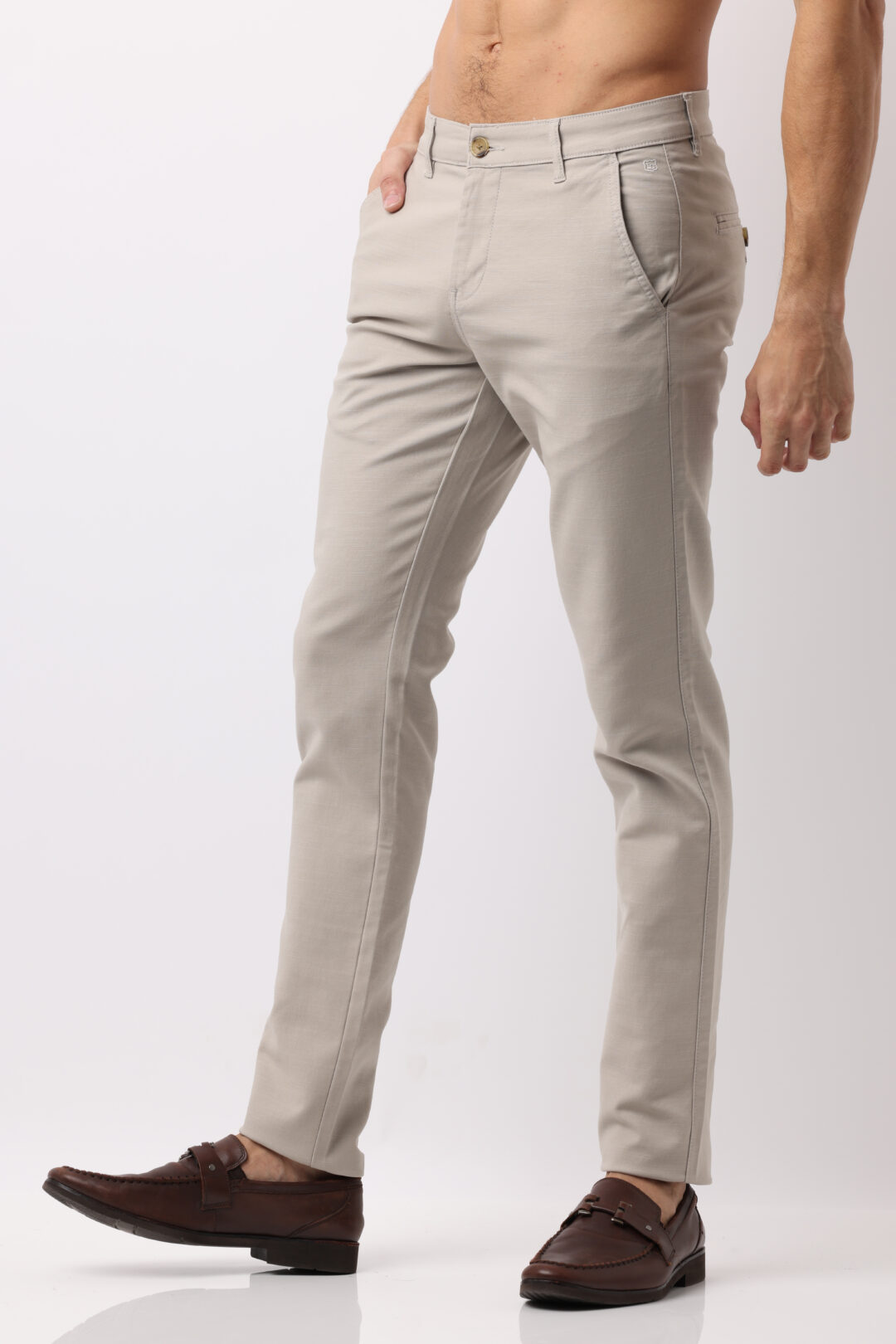 Ash Grey Slim Fit Cotton Trouser