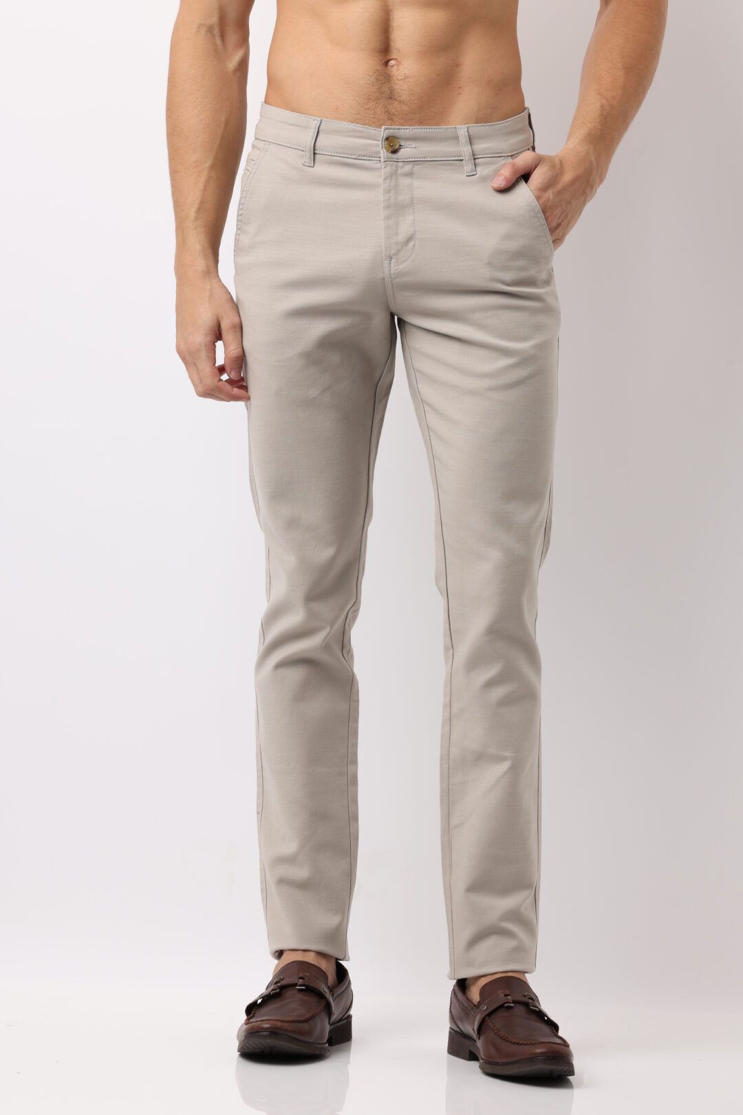 Ash Grey Slim Fit Cotton Trouser