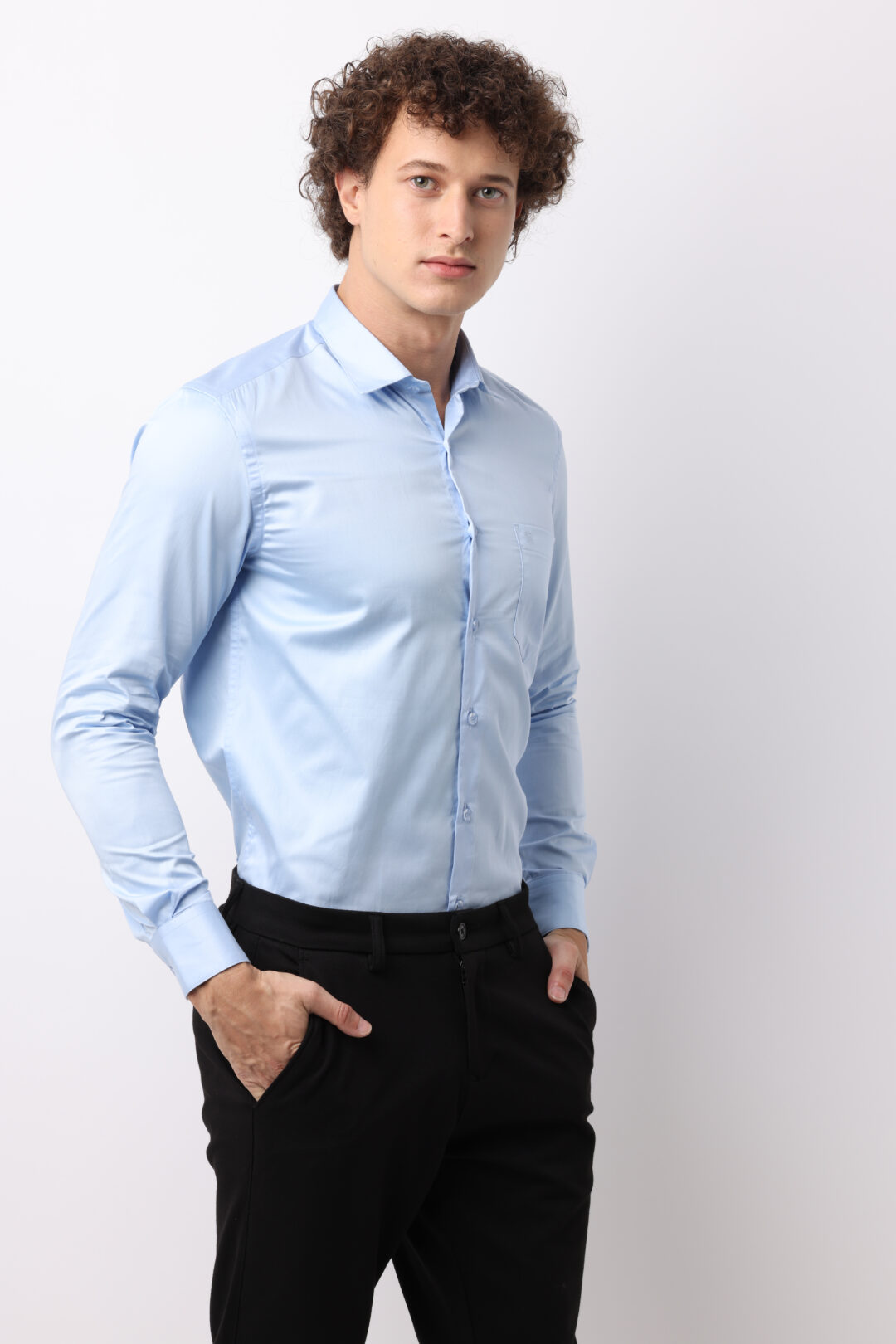 Azure Satin Cotton Shirt