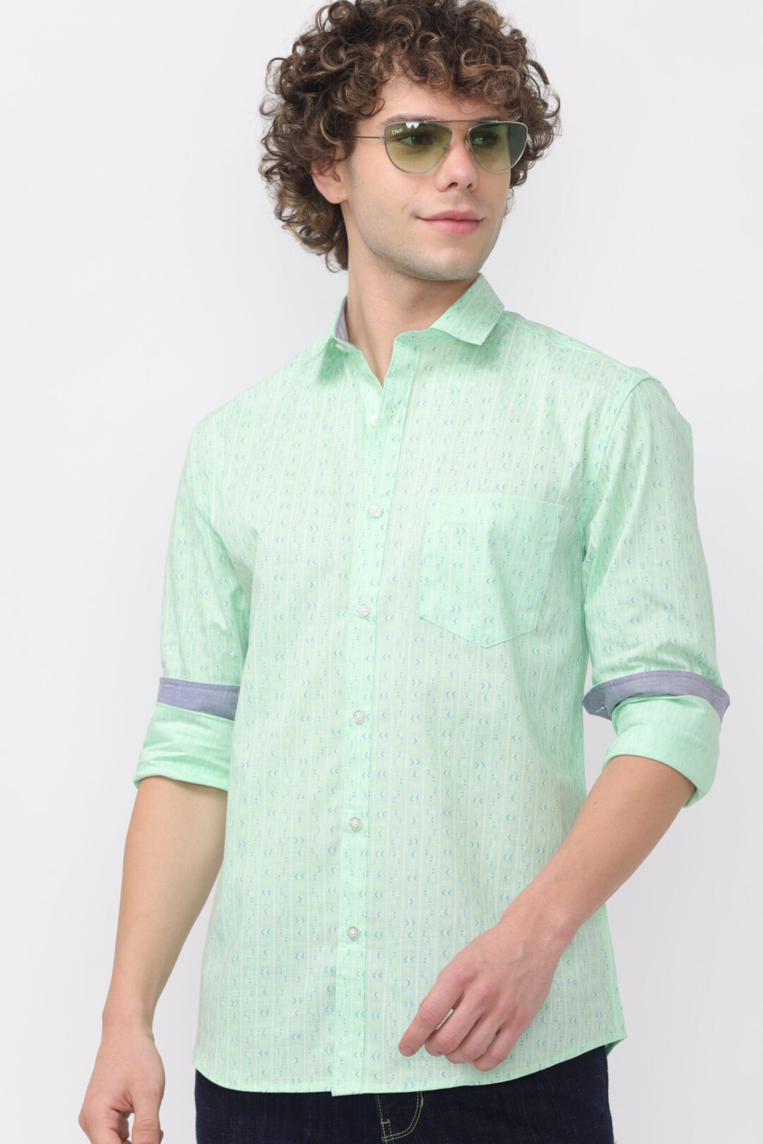 Blue Mint Breeze Elite Royal Printed Shirt