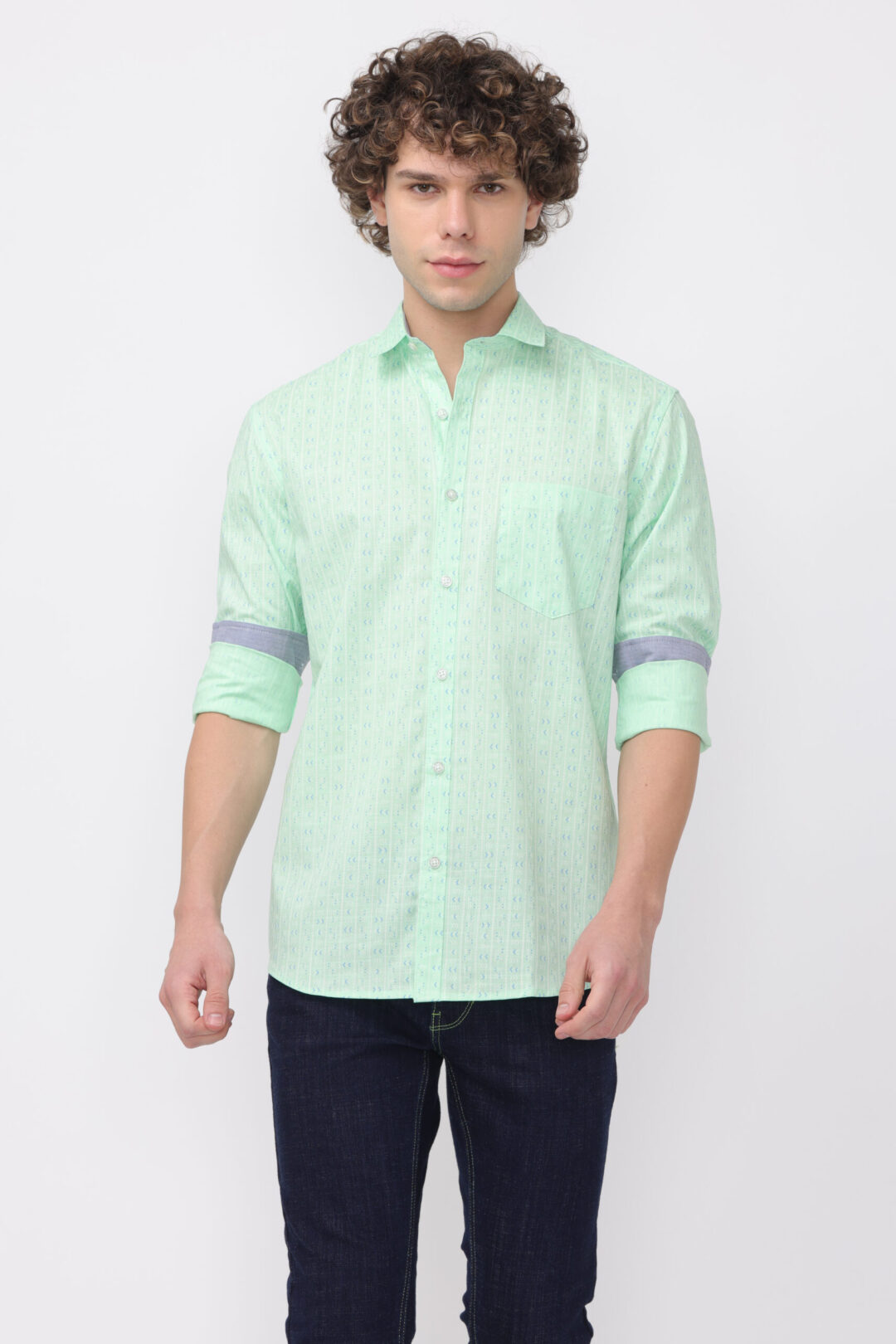 Blue Mint Breeze Elite Royal Printed Shirt