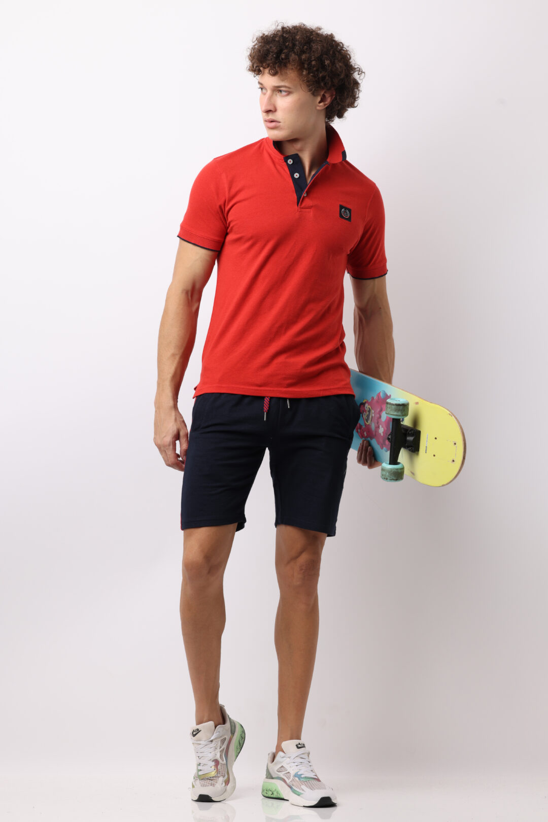 Cobalt Blue with Crimson Knitted Shorts