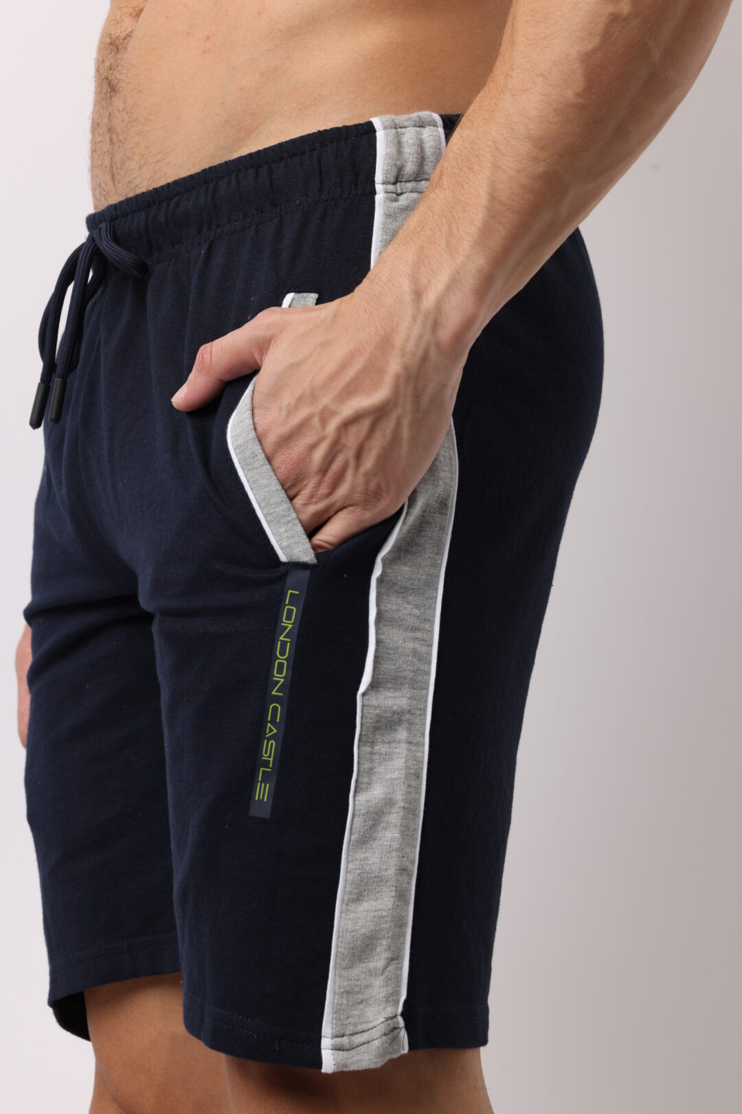 Cobalt blue with Graphite stripe Knitted Shorts