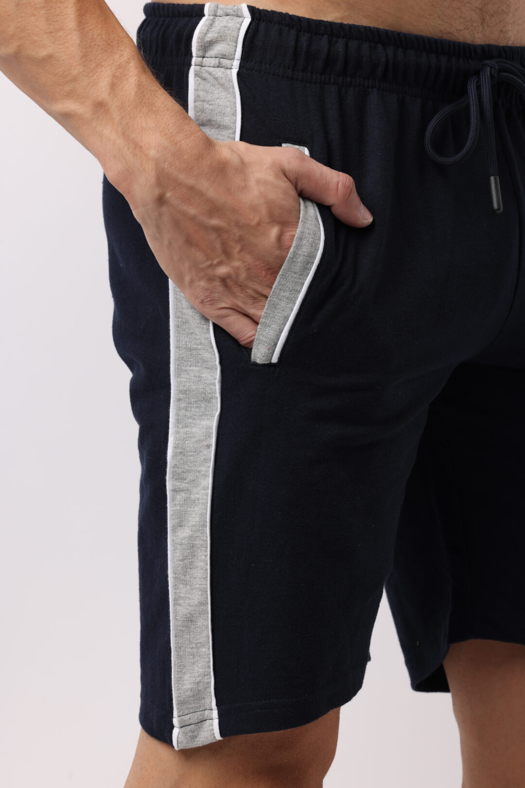 Cobalt blue with Graphite stripe Knitted Shorts