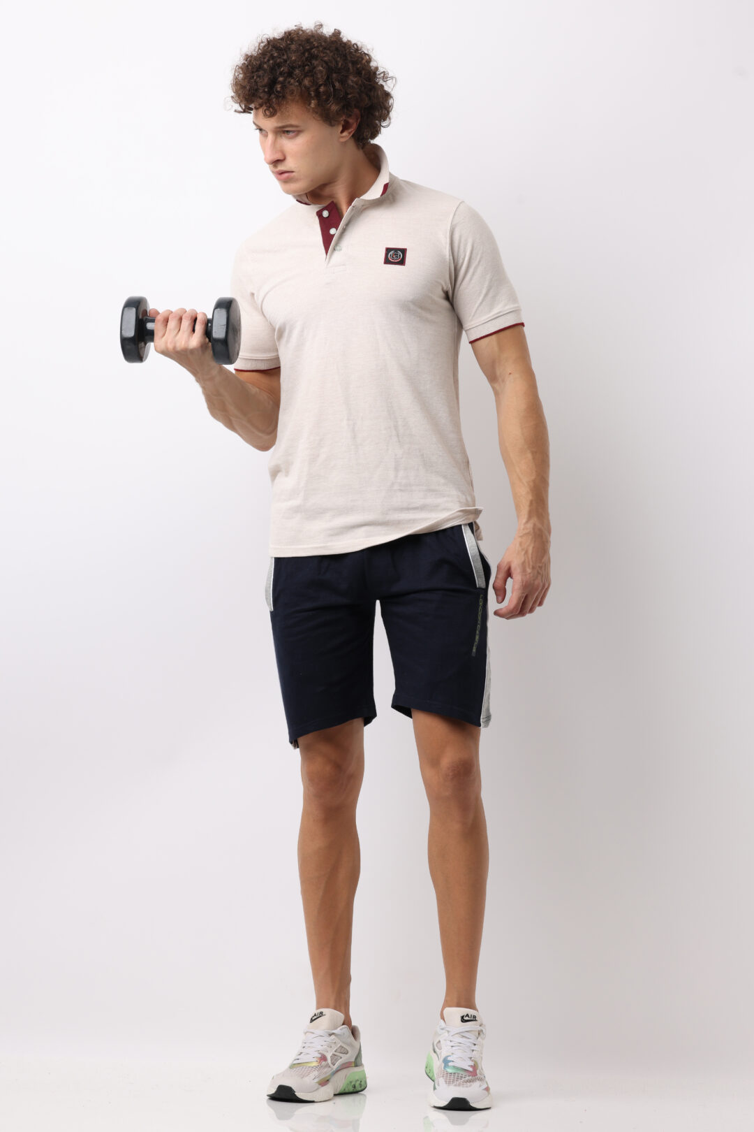 Cobalt blue with Graphite stripe Knitted Shorts