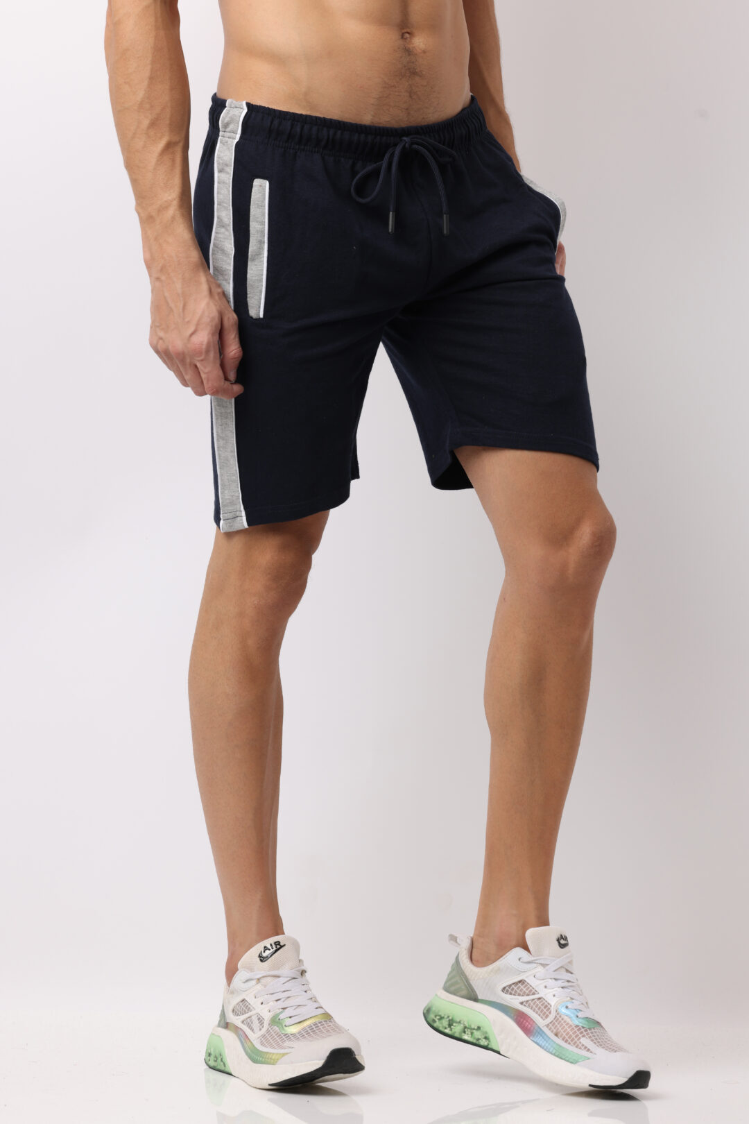 Cobalt blue with Graphite stripe Knitted Shorts