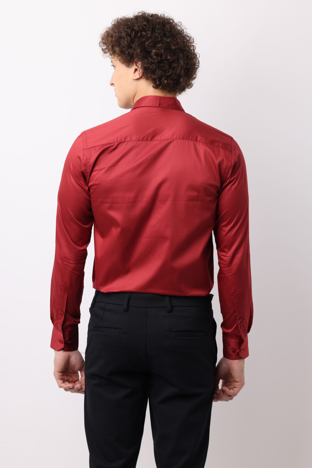 Crimson Satin Cotton Shirt