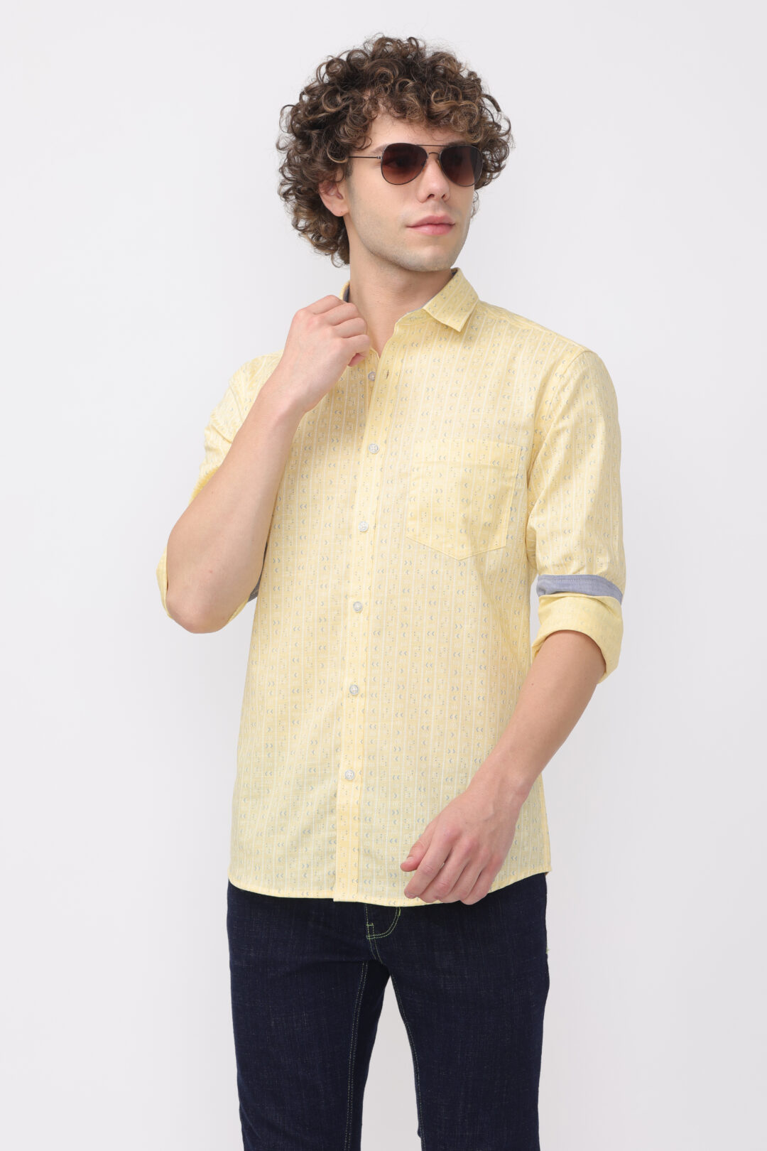 Elite Yellow Blue Bell Royal Print Shirt