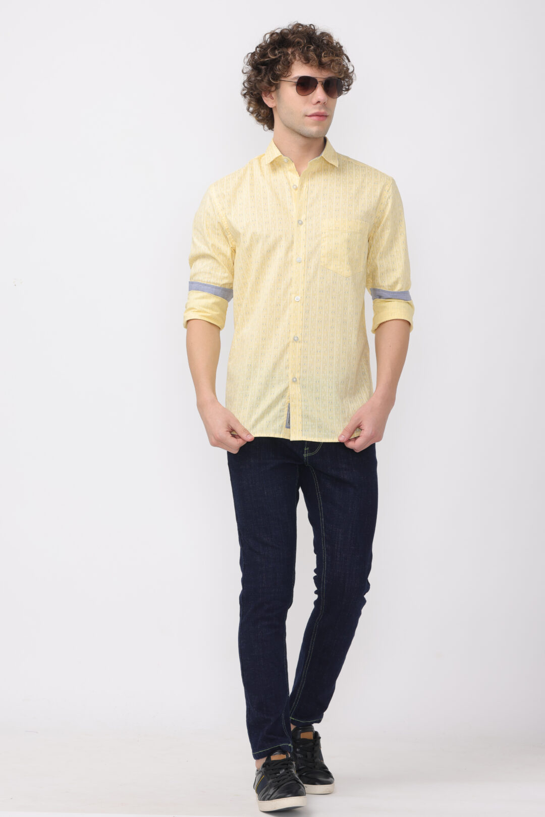 Elite Yellow Blue Bell Royal Print Shirt