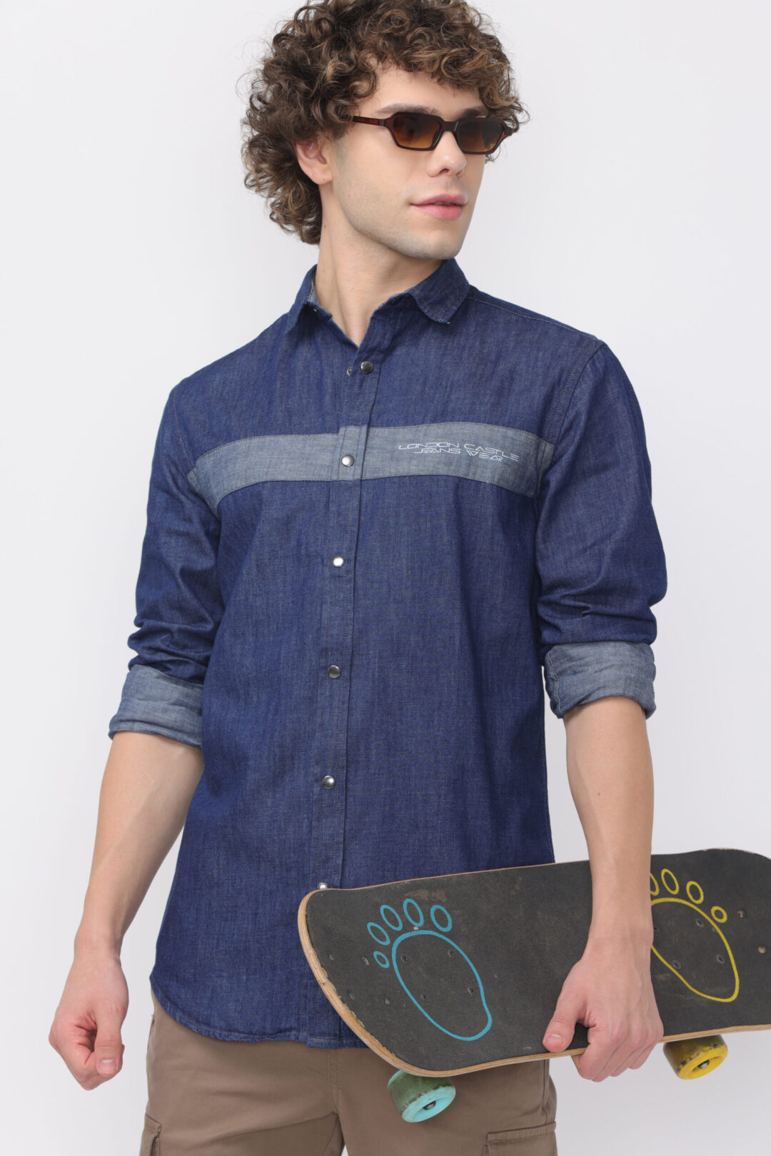Graphite Indigo Cut and Sew Denim Shirt