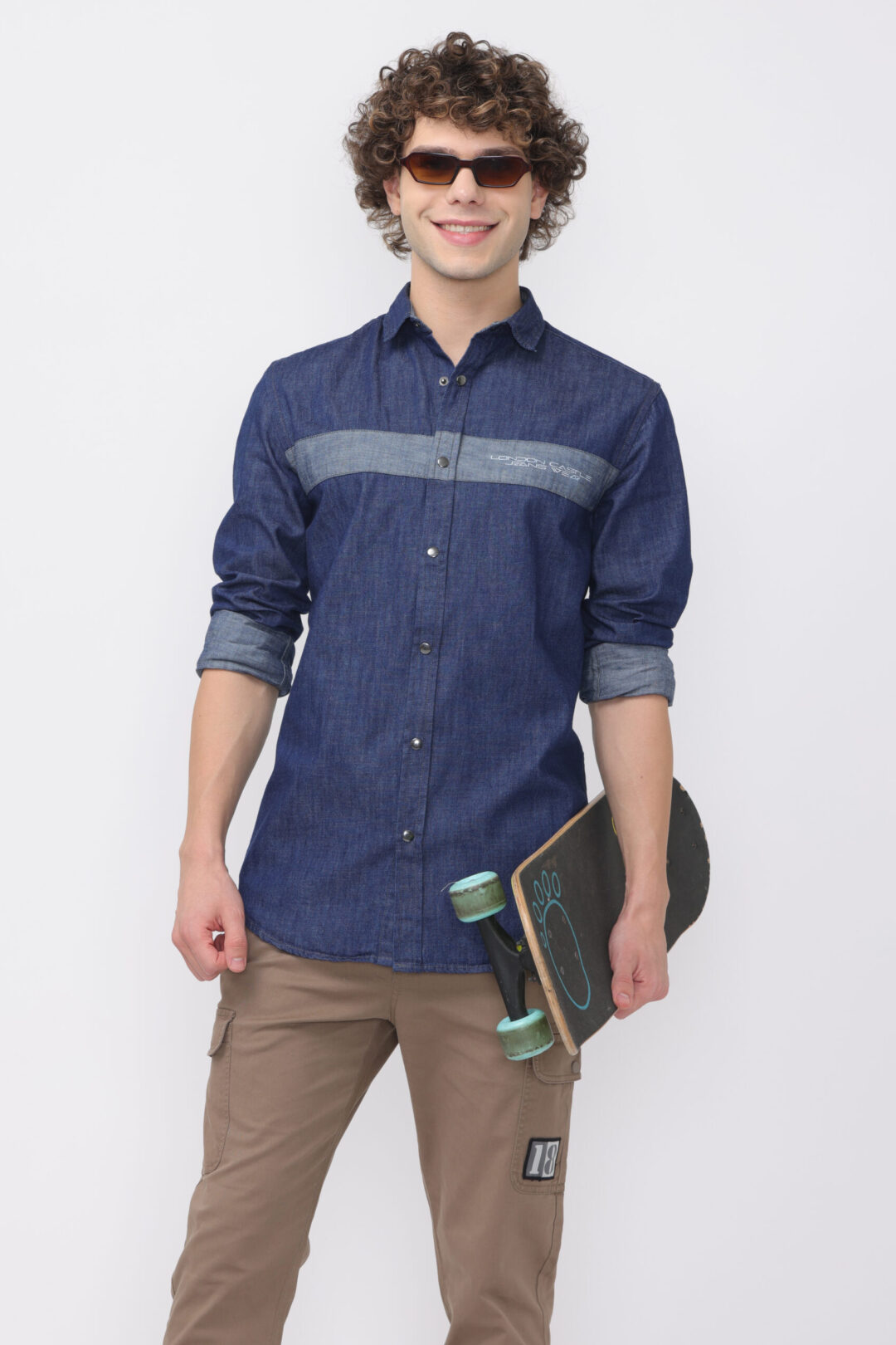 Graphite Indigo Cut and Sew Denim Shirt