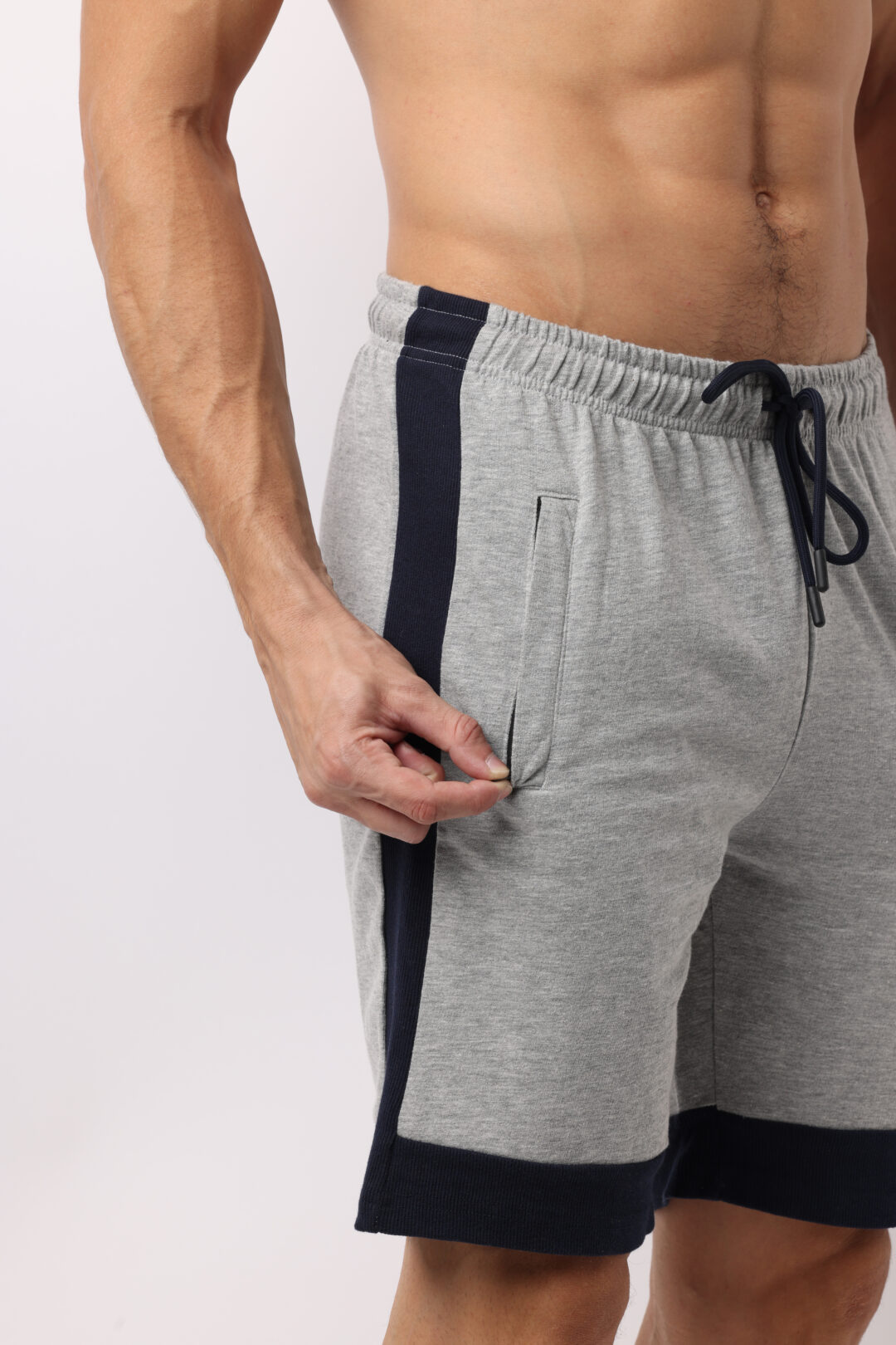 Graphite with Indigo Rib Knitted Shorts