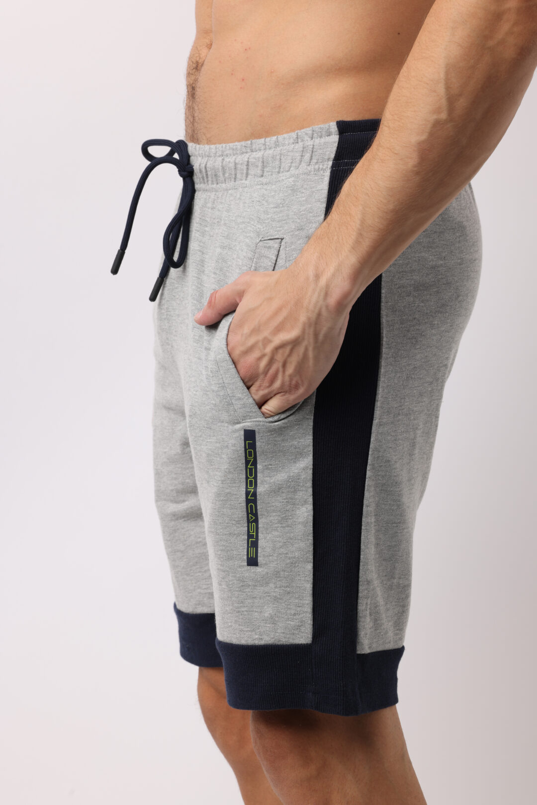 Graphite with Indigo Rib Knitted Shorts