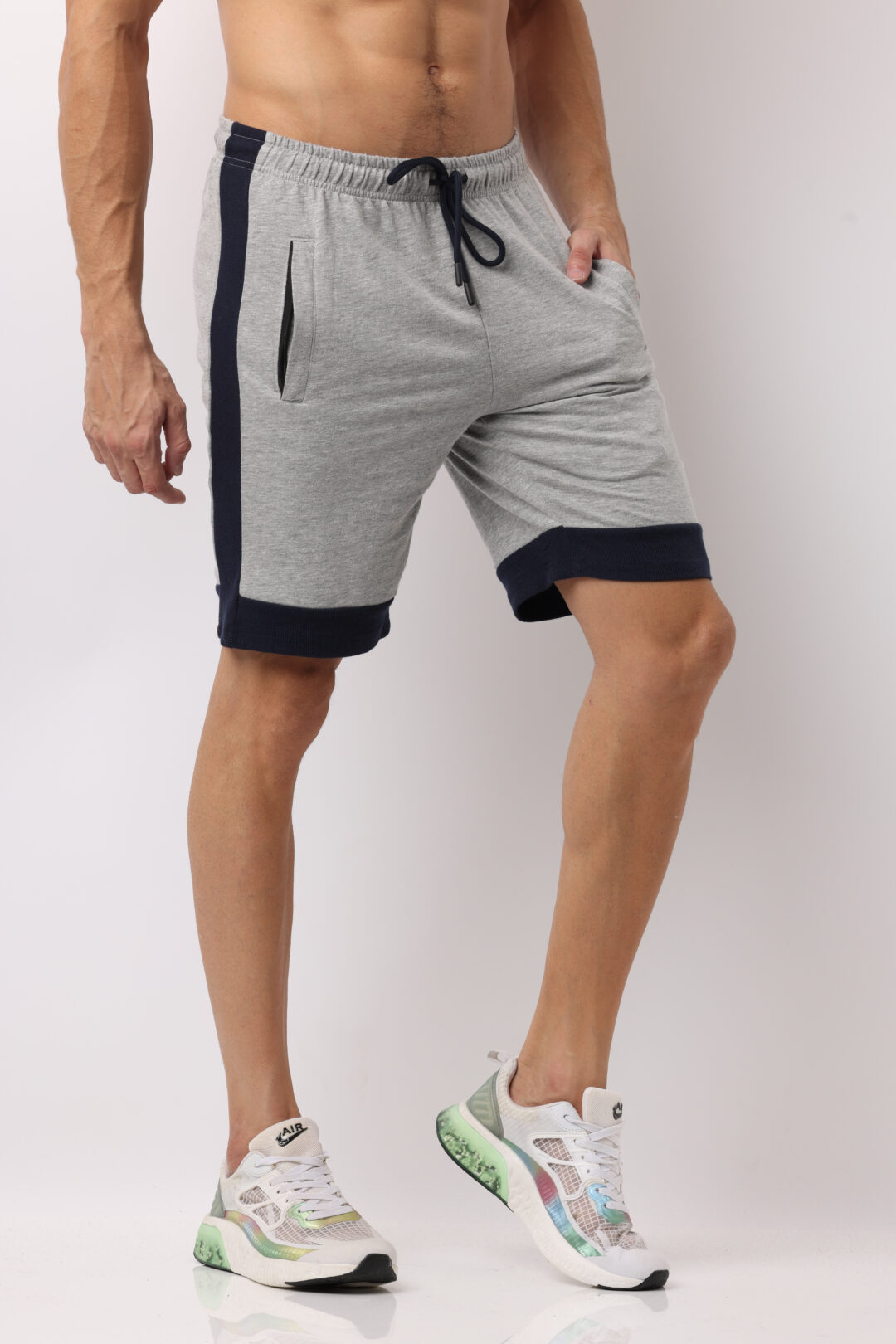 Graphite with Indigo Rib Knitted Shorts