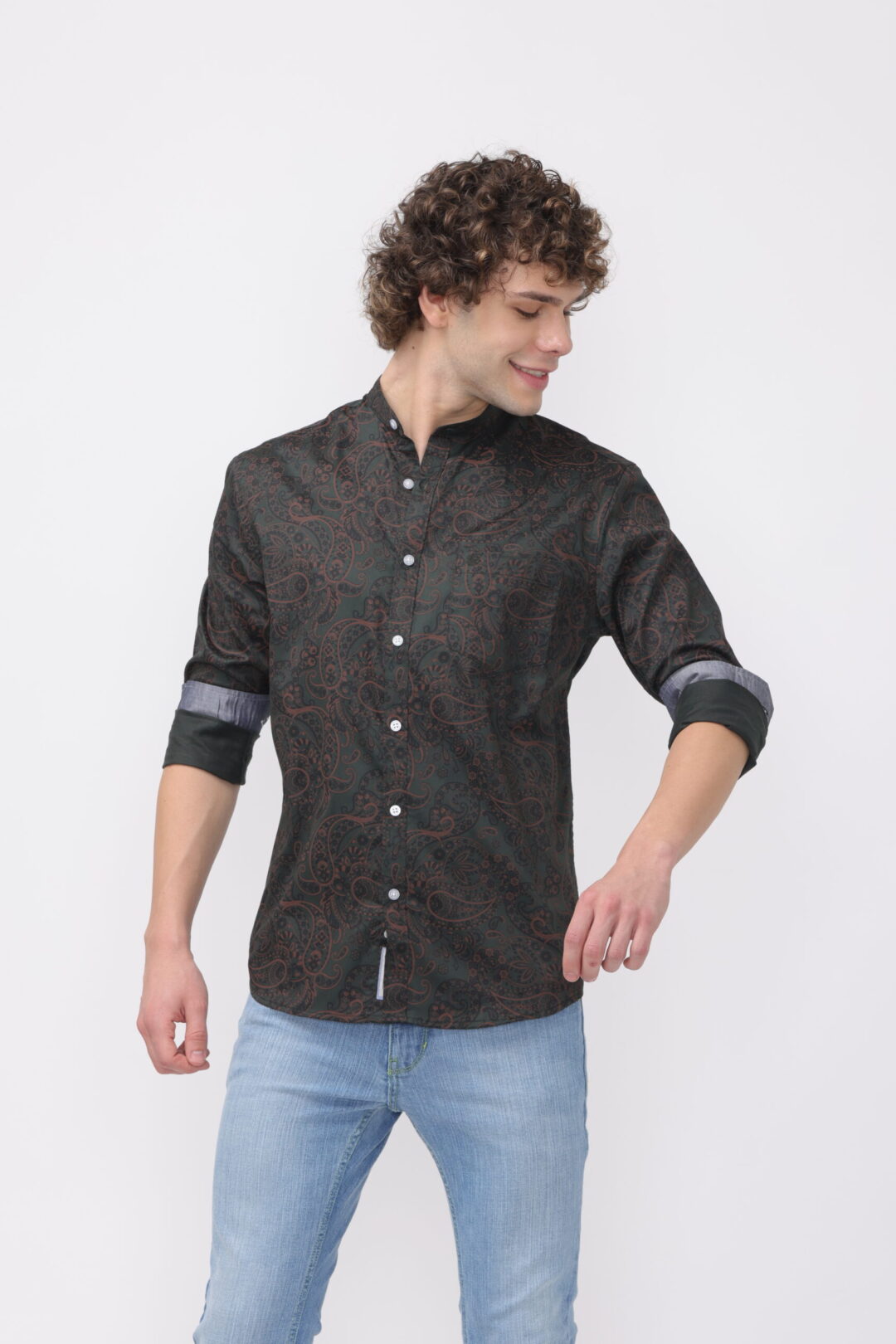 Hunter Green Mandrid Collar Umber Print