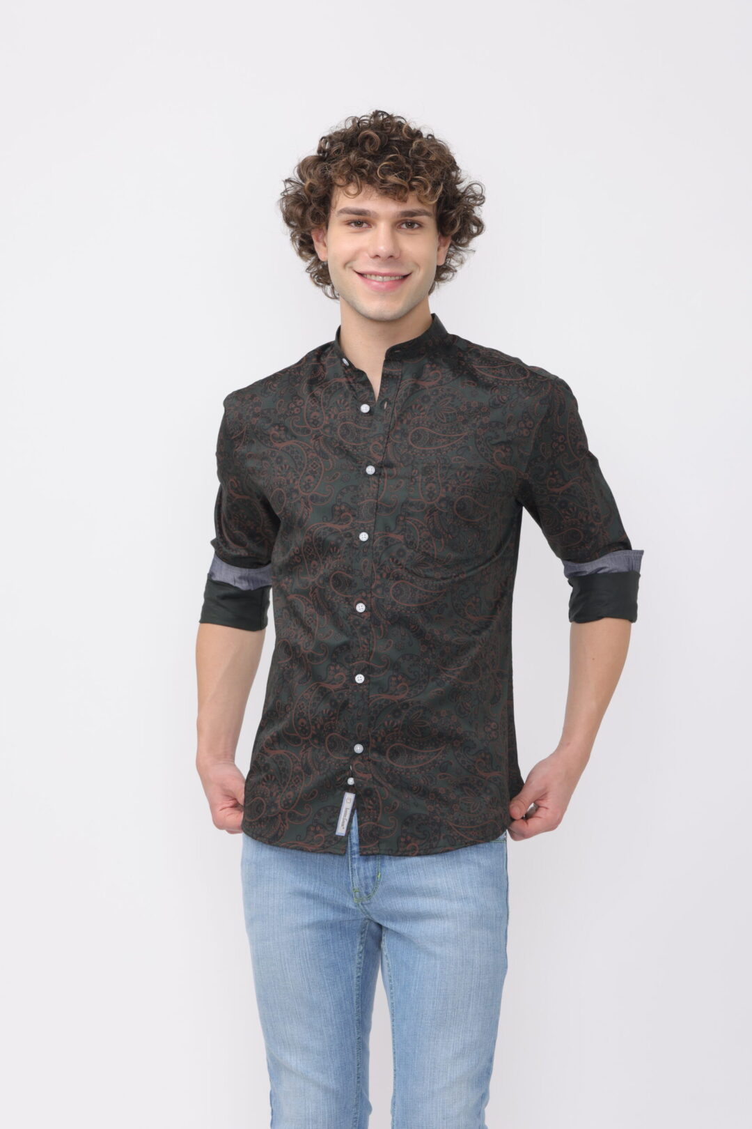 Hunter Green Mandrid Collar Umber Print