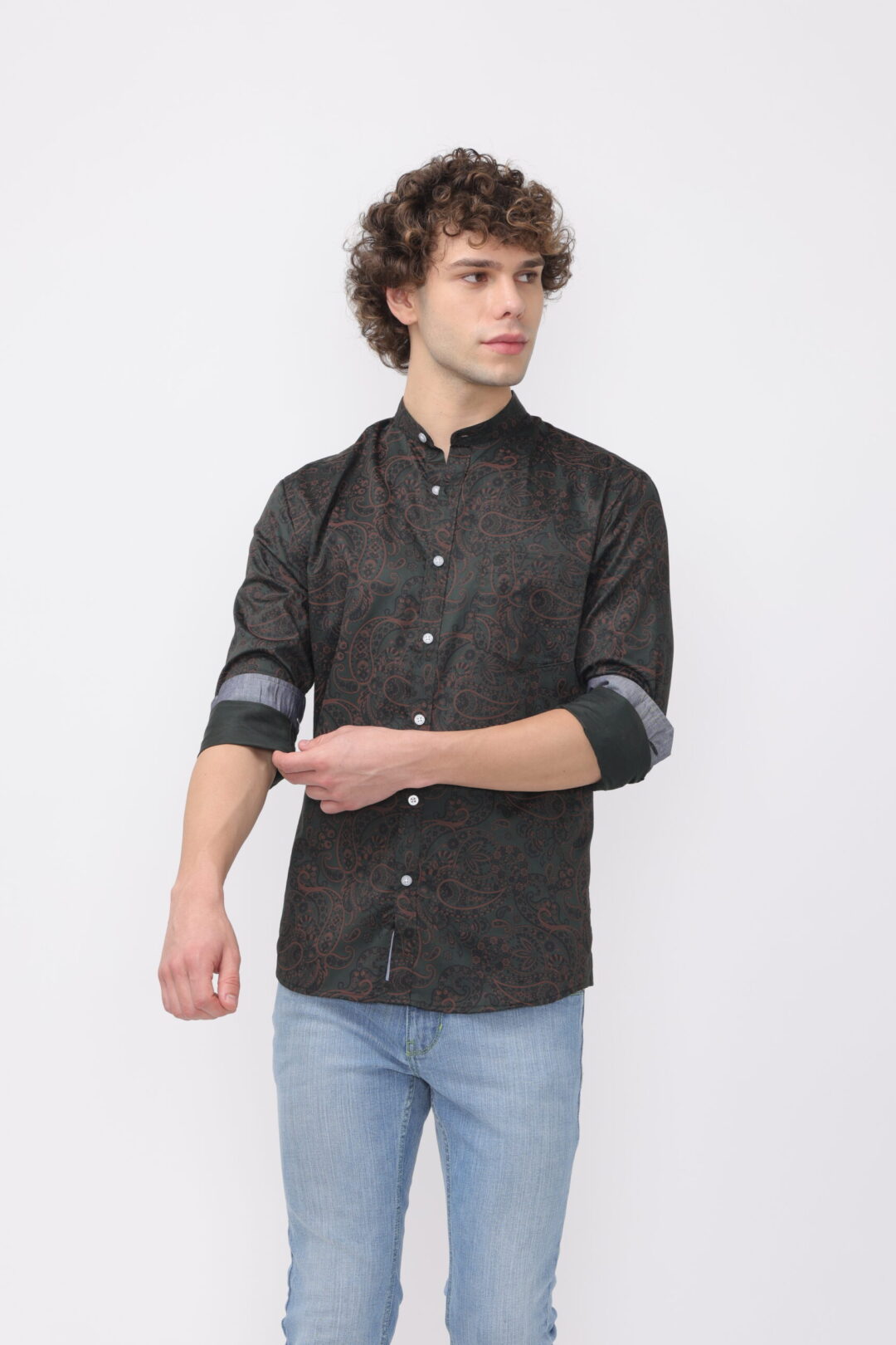 Hunter Green Mandrid Collar Umber Print