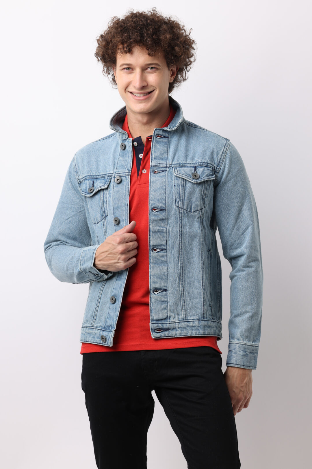 Ice Blue Denim Double Pocket Jacket