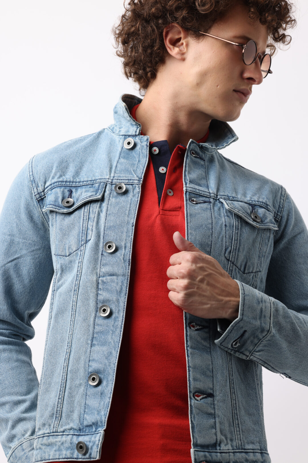 Ice Blue Denim Double Pocket Jacket