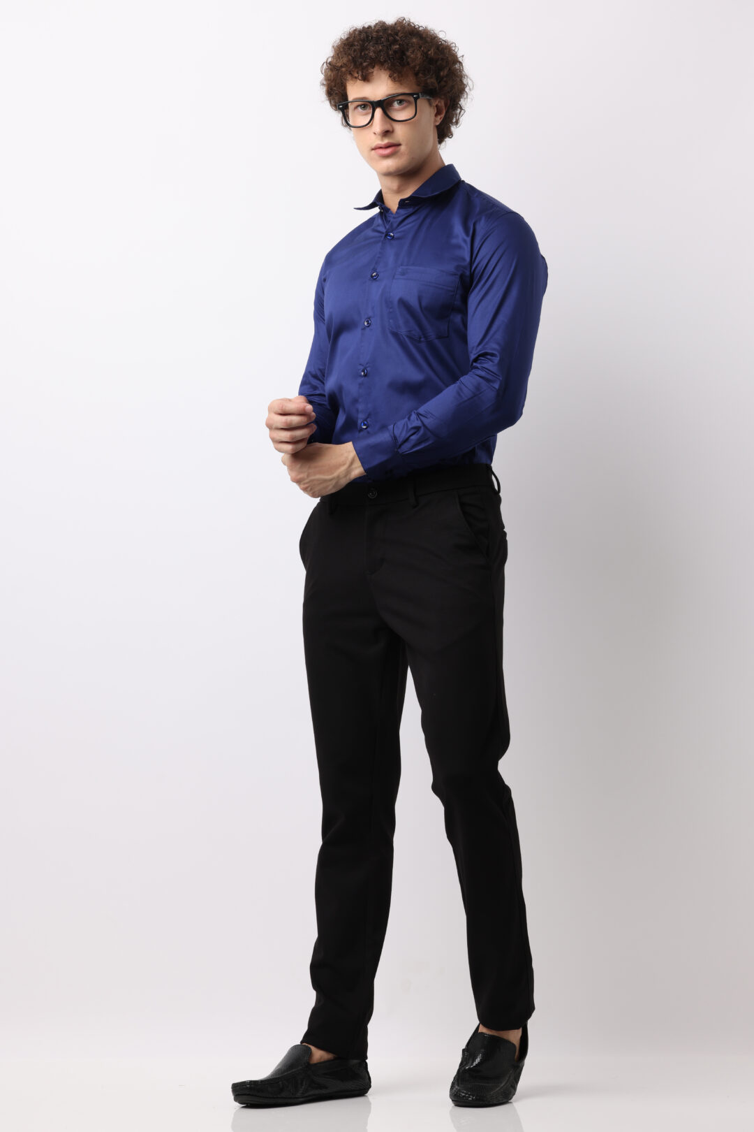 Imperial Blue Satin Cotton Shirt