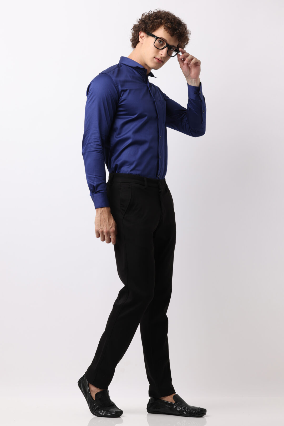 Imperial Blue Satin Cotton Shirt